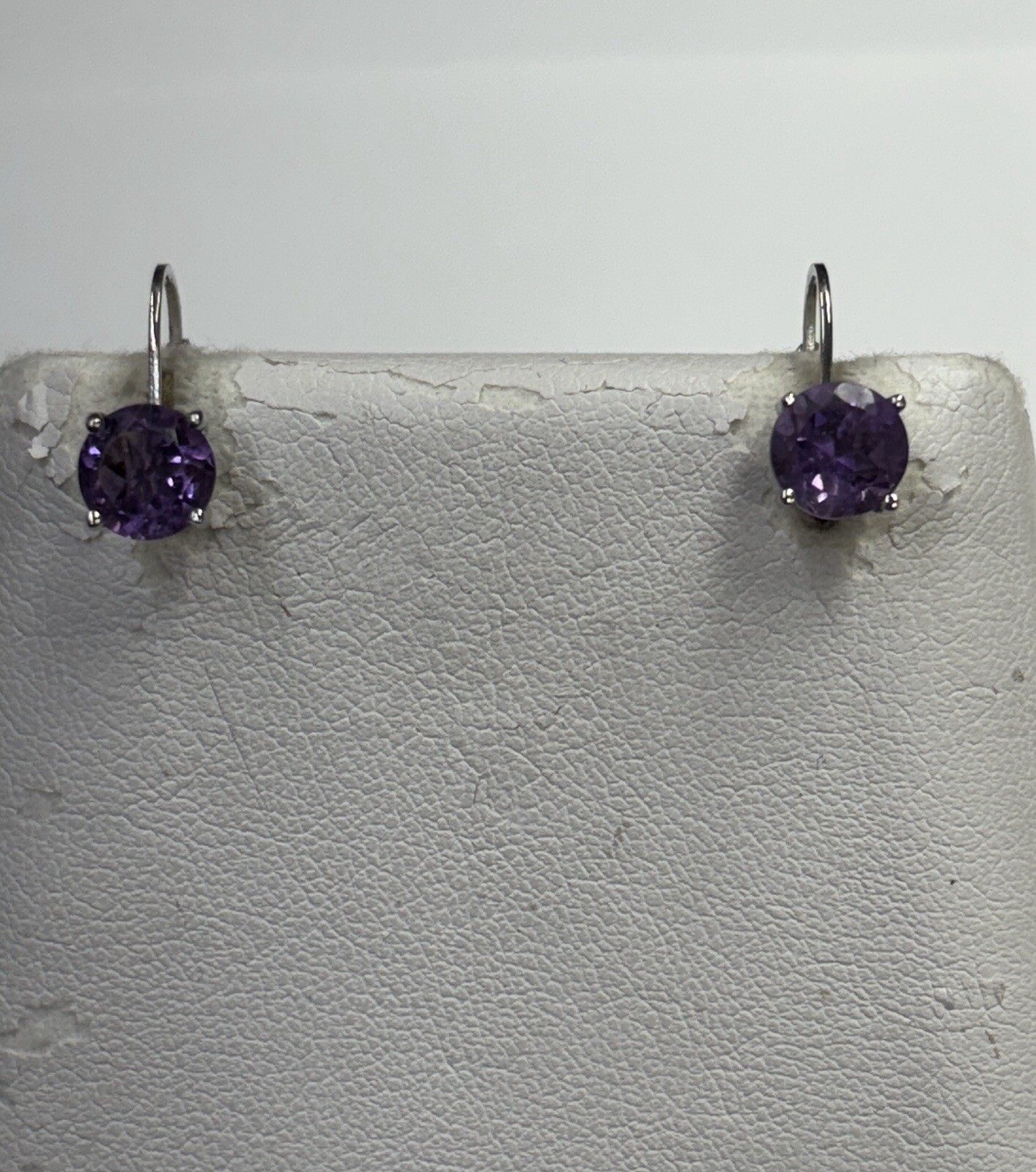 Sterling Silver Round Amethyst Dangle Earrings 3c… - image 1