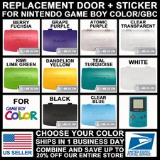 GBC Game Boy Color Battery Cover Door Kiwi Atomic Purple Grape Teal + STICKER