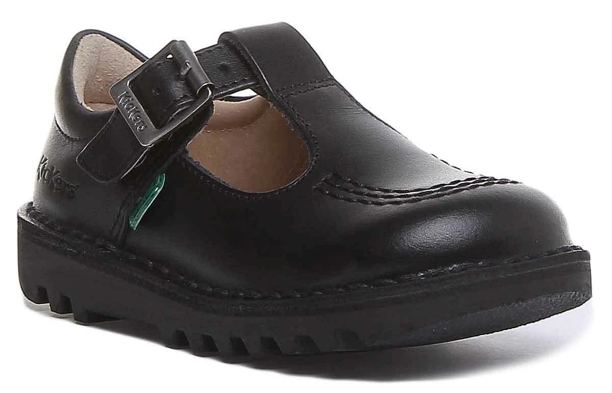 Kickers Kick T iCore Girls Back to School Leather T Bar Shoes Size