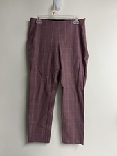 A New Day Women's Ankle Pants Square Pin Striped Purple Pullon Size 10
