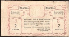 UKRAINE  2 KORONA  1919   Magistrate Beregovo City