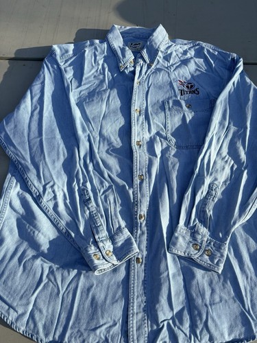 Herren Lee Sports Shirt Titans NFL Blue Jeans Langarm Button Down Front XL - Bild 2 von 6
