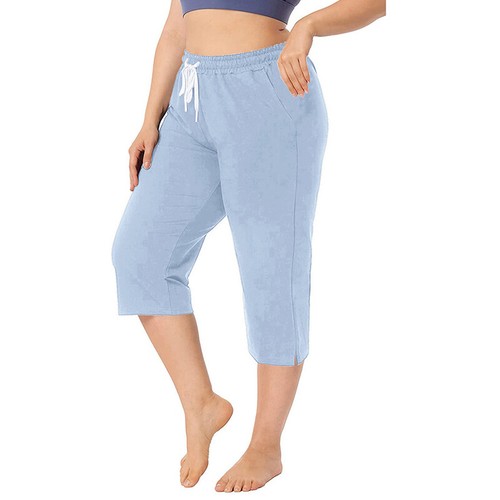 Ladies Palazzo Pant Capri Pants Women High Waist Loose Fit Daily Wear Casual - Picture 18 of 35