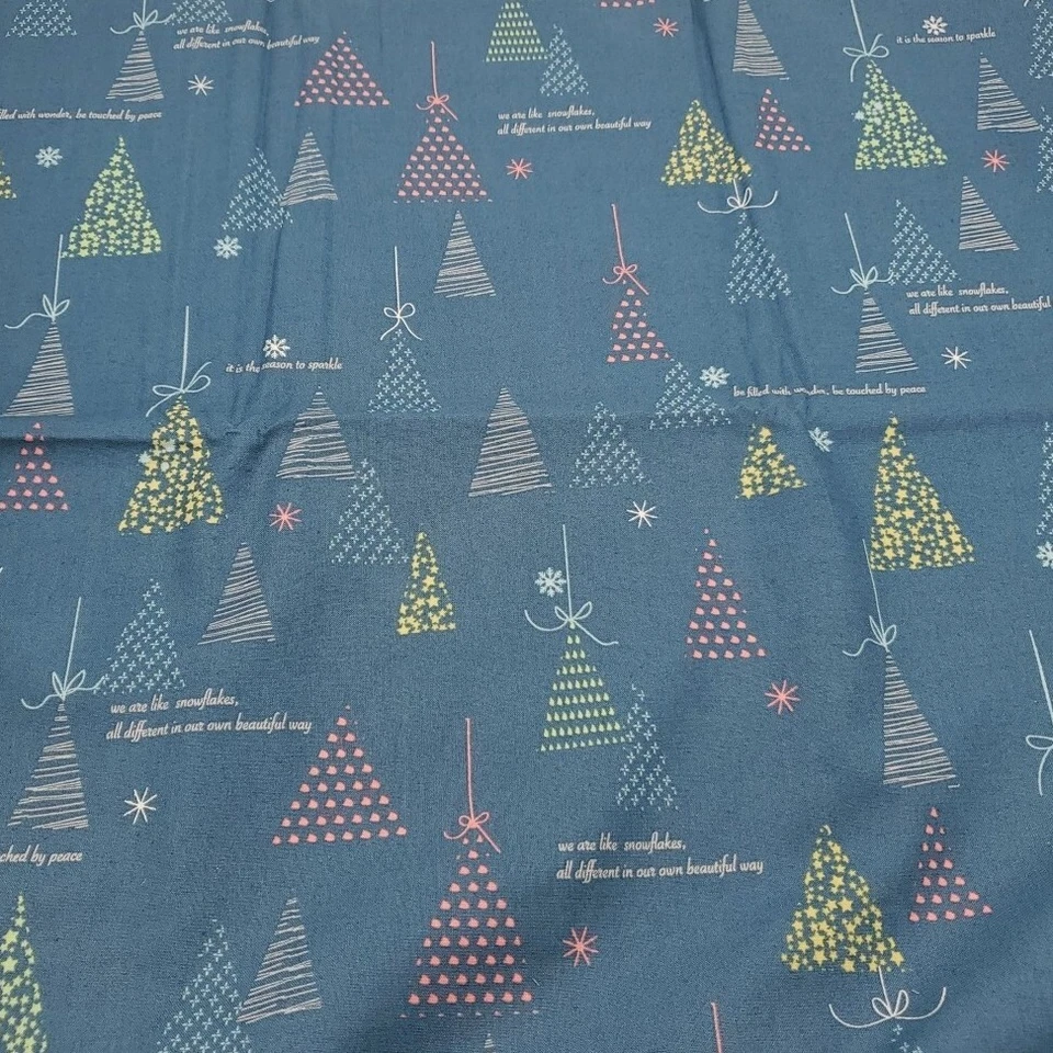 Riley Blake Winter Tales C7311 Holiday Fabric Minki Kim 3.8 Yards Trees Snowlake Foto 2 de 4