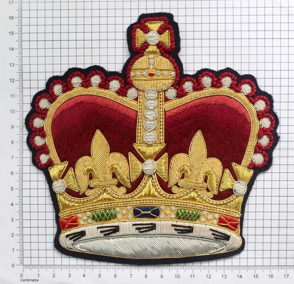 British Queen Crown (St Edward) Hand Embroidered Applique Large Patch - Image 2 of 4