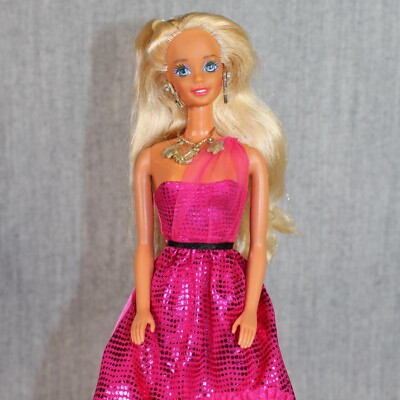 BARBIE MATTEL Doll Vintage Fashion 1990s Sun Sensation Hot Pink Glamour Dressed