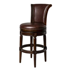Maven Lane Carved 30" H Seat Swivel Bar Stool w/Nailhead Trim(For Parts)(2 Pack)