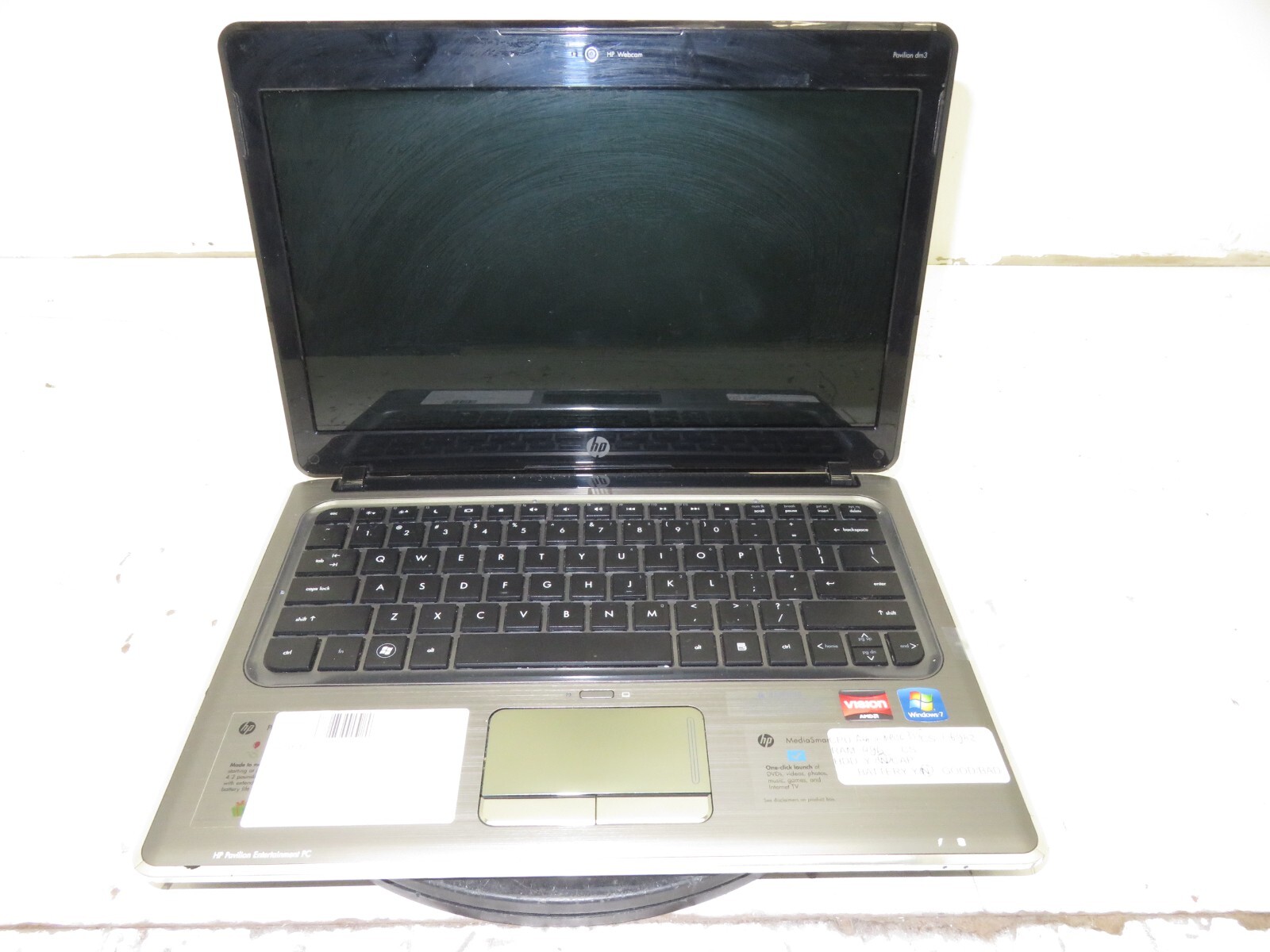 HP Pavilion dm3-1130us Laptop AMD Athlon Neo x2 4GB Ram No HDD or Battery