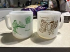 Vintage 1972 Jeannette Milk Glass Coffee Mugs THE BAR FLY, THE HOMEMAKER
