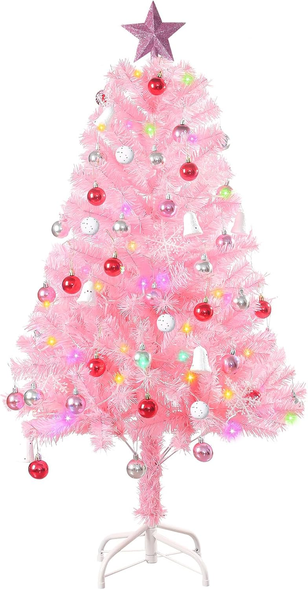 4 Ft Christmas Tree with Lights,Pink Christma Tree 4Ft