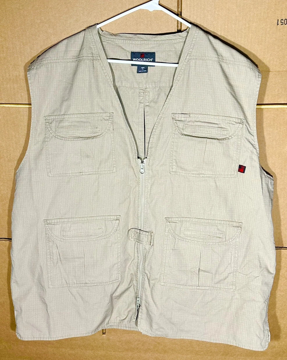 Woolrich Elite Series Tactical 1/2 Zip Men’s XL Vest Tan Pockets Fishing Khaki