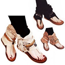 SCARPE DONNA Sandali Stivali Infradito Bassi Frange Rialzo Interno Indianini D75
