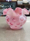 Vintage Fenton Light Cranberry Opalescent Coin Dot Rose Bowl Vase 3¾" x 4¾"