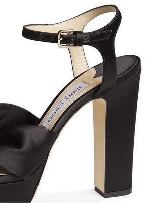 JIMMY CHOO Black Heloise 120 Nnotted Satin Platform Sandals 40.5