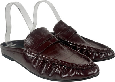 Steve Madden rote geraffte Pantoletten Halbschuhe in Burgund UK 6 EU 39