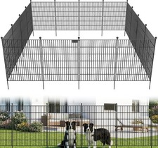 10 Panels No Dig Garden Fence with Gate, 40 in H X 24.2 ft L Metal Fence Pa...
