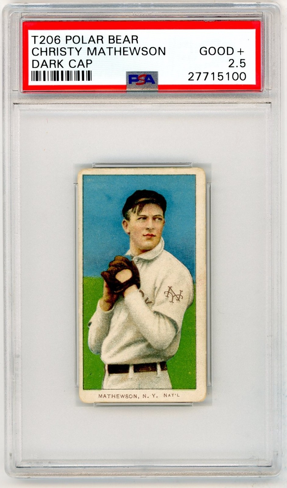 1909 T206 Christy Mathewson Dark Cap PSA 2.5 GD+ HOF Polar Bear Back Tobacco