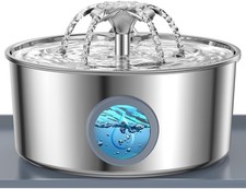 Stainless Steel Cat Water Fountain with Silicone Mat 108oz, Silver 2 Filters