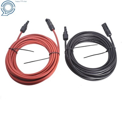 1 Pair 30 FT Black + Red 12AWG Solar Panel Extension Cable Wire Connector