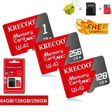 Micro SD Flash Memory Card 256GB 1TB 325MBs Class10 High Speed & Adapter NEW Lot