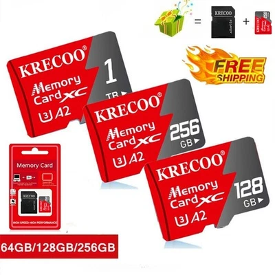 KRECOO Micro SD Flash Memory Card 256GB 1TB 325MBs Class10 High Speed & Adapter NEW Lot