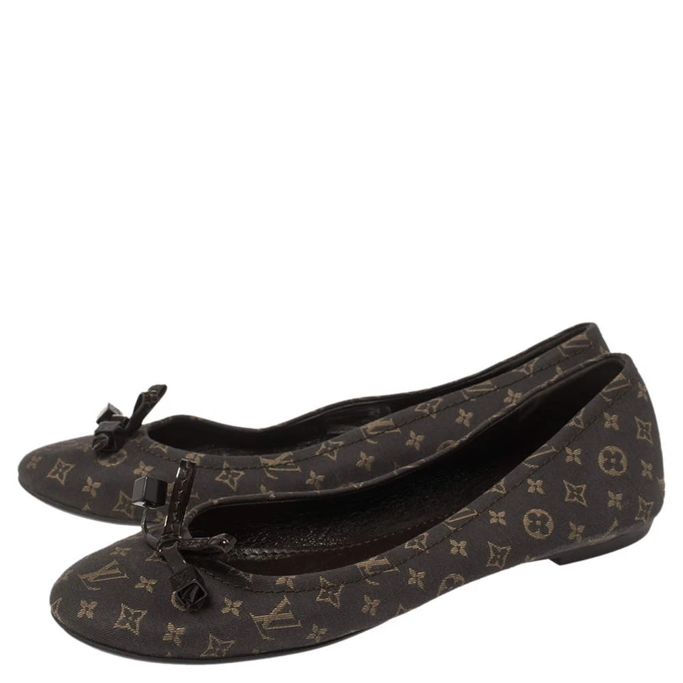 Louis Vuitton Marrón Monograma Mini Lin Lona Debbie Ballet Pisos Talla 365 Foto 4 de 4