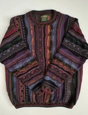 Vintage Tosani Multi-Colored Sweater Size XL 100% Cotton Early 1990s