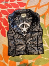 Converse All Star Girl's Sz Medium Black Puffer Jacket Vest Button-Down