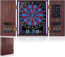 Electronic Dart Board with Cabinet Set, Electric Digital Dart Boards for Adults 