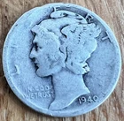 1940 - D  Mercury Dime circulated Silver 90% VTG Ungraded Denver Mint