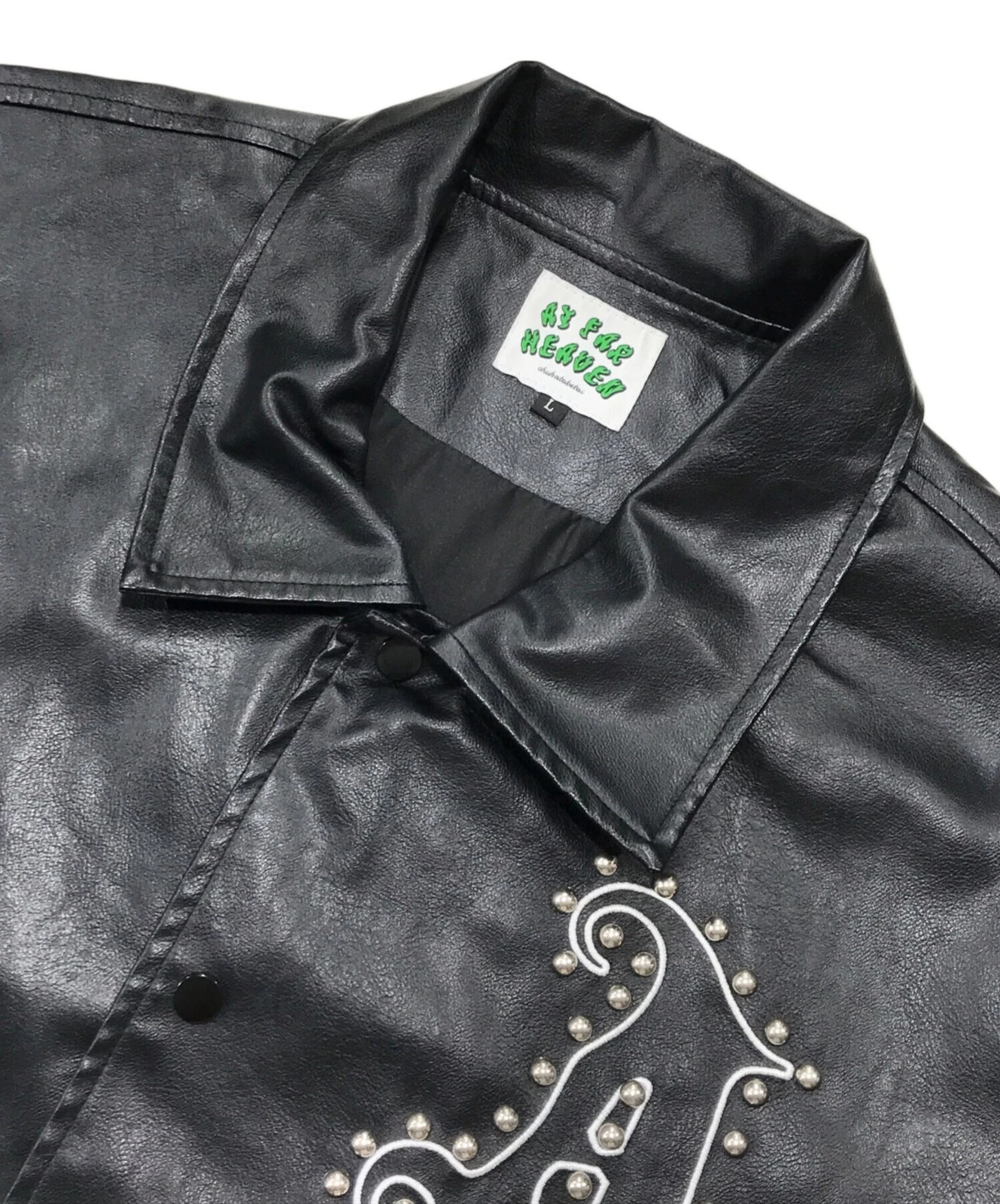 AT FAR HEAVEN Chuu Katabetai Faux Leather Studs Jacket Men's Size L Black image 3