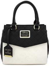 Loungefly Minnie & Mickey Mouse Embossed Heads Handbag Disney Black & White