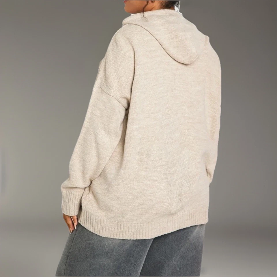 NUEVO CON ETIQUETAS Athletics Boohoo Plus Sudadera con Capucha Crema de Gran Tamaño Tejido con Cremallera para Mujer 16/18 Foto 4 de 4