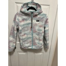 NWT Eddie Bauer Kids High Pile Fleece Jacket Full Zip Hoodie Camo Purple M 10/12