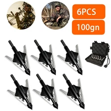 6pcs BloodRunner Broadheads 100Gr 2 Spring Slide Retractable Blade Arrow Tips