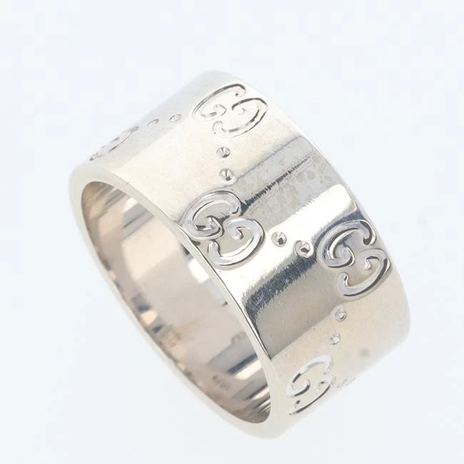 Gucci K18WG Bague Icône Larg,9 mm Or Blanc 8,0 g Bijoux Femme