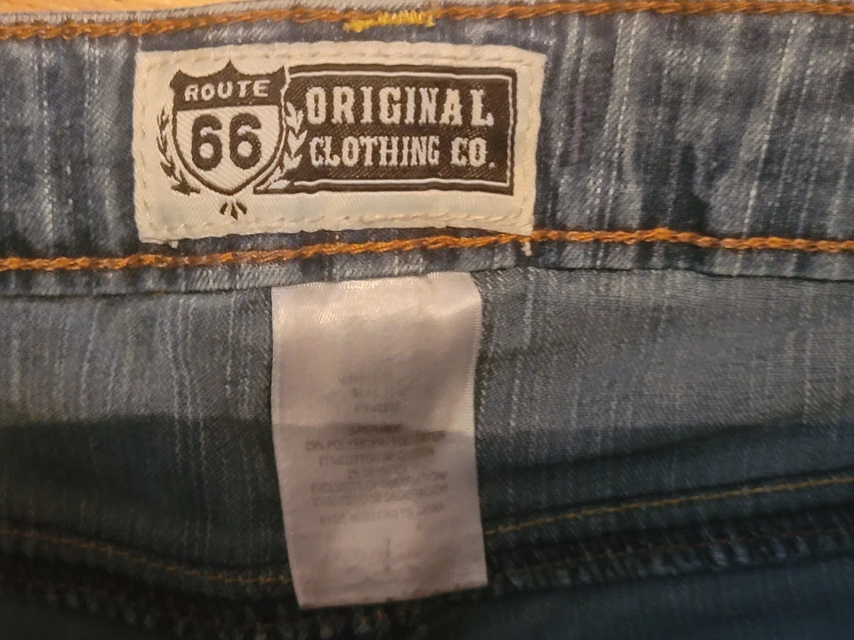 Route 66 Denim Jean Shorts w/Pink Stones Embroidery Girls Size 7 - Image 2 of 3