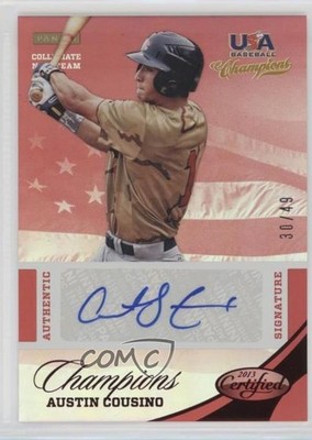 2013 Panini USA Baseball Champions Mirror Red 30/49 Austin Cousino #5 Auto 0b5
