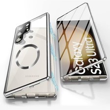 Full Body Case For Samsung S25 Ultra/S24 FE/S23 Metal Frame Clear Magnetic Cover