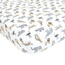 Unisex Baby Cotton Fitted Crib Sheet, Modern Safari, One Size