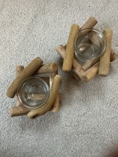 Image of Pair of Rustic Driftwood Tealight Candle Holders
