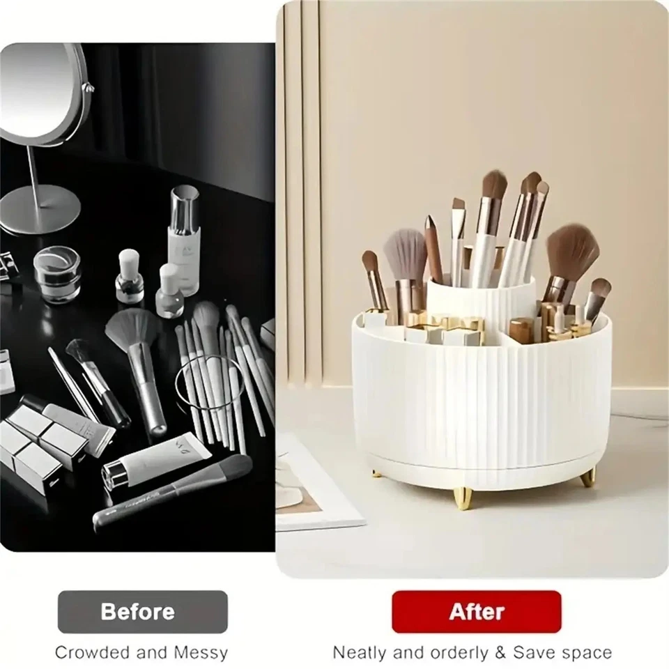 360° Rotating Makeup Organizer – Multi-Functional Brush & Cosmetic Holder - Image 4 of 4