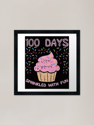 100 Tage bestreut mit lustigem Cupcake gerahmtes Wandbild Poster Leinwanddruck Bild