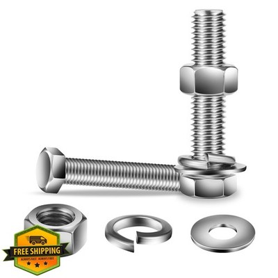 SG TZH 10pc 5/16-18x3'' Silver Hex Head Screws Nuts Washers
