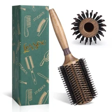 Round Brush for Blow Drying, LORSEX Boar Bristle Hair brush for Women Men, Round