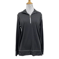FootJoy FJ Top Women M Medium Quarter Zip Pinstripe Long Sleeve Wicking *LOGO