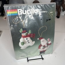 Bucilla Felt Stitchery 82281 Christmas Ornaments Set of Two Santa  Snowman Old