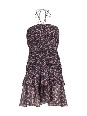 isabel marant halter dress ISABEL MARANT ETOILE Aba Twist Halter Dress Womens 38 Maroon Floral Print Cotton