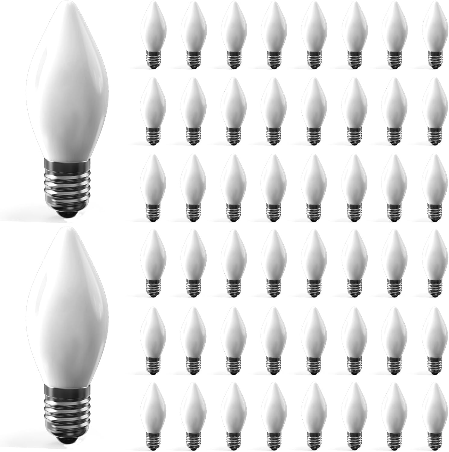 50 Pack C7 White Christmas Light Bulbs, Incandescent Christmas Replacement Bulbs