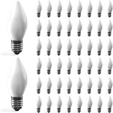 50 Pack C7 White Christmas Light Bulbs, Incandescent Christmas Replacement Bulbs